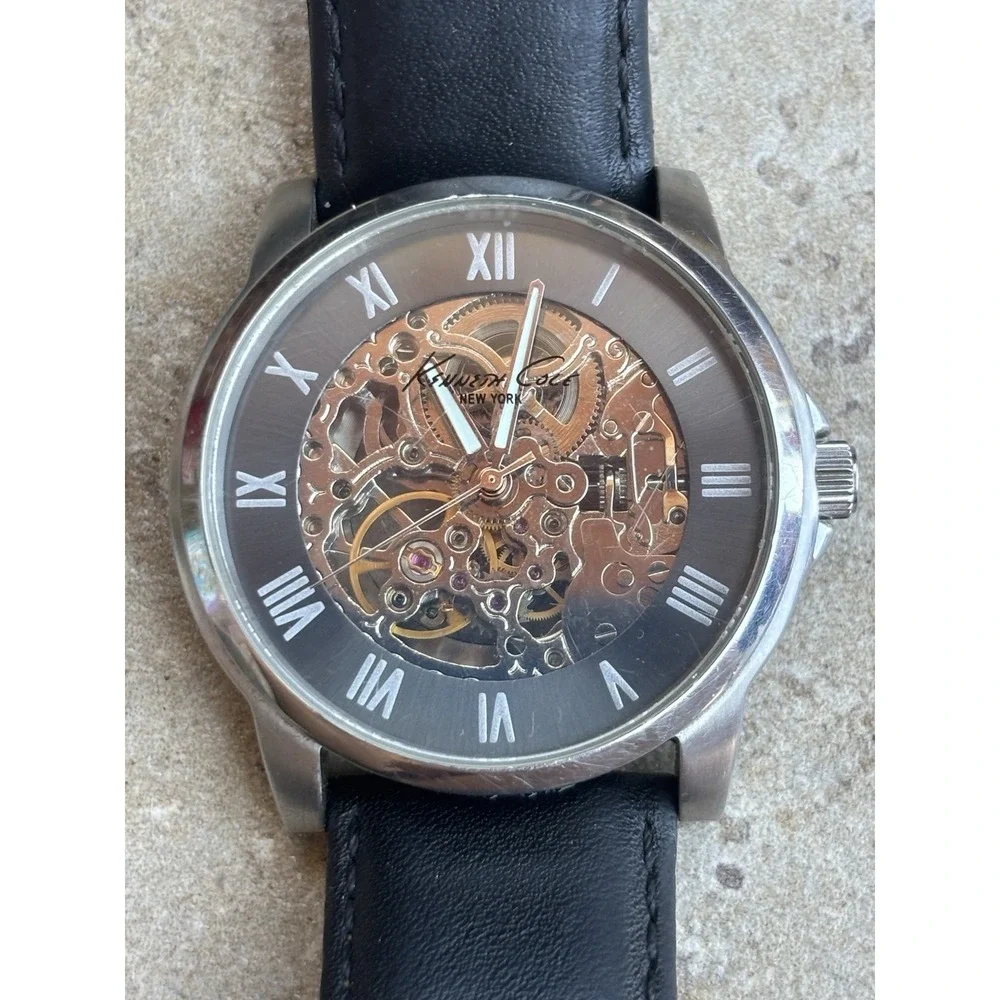 ⭐️Kenneth Cole New York⭐️Automatic Skeleton Men's Watch Roman Numerals⭐️Black⭐️